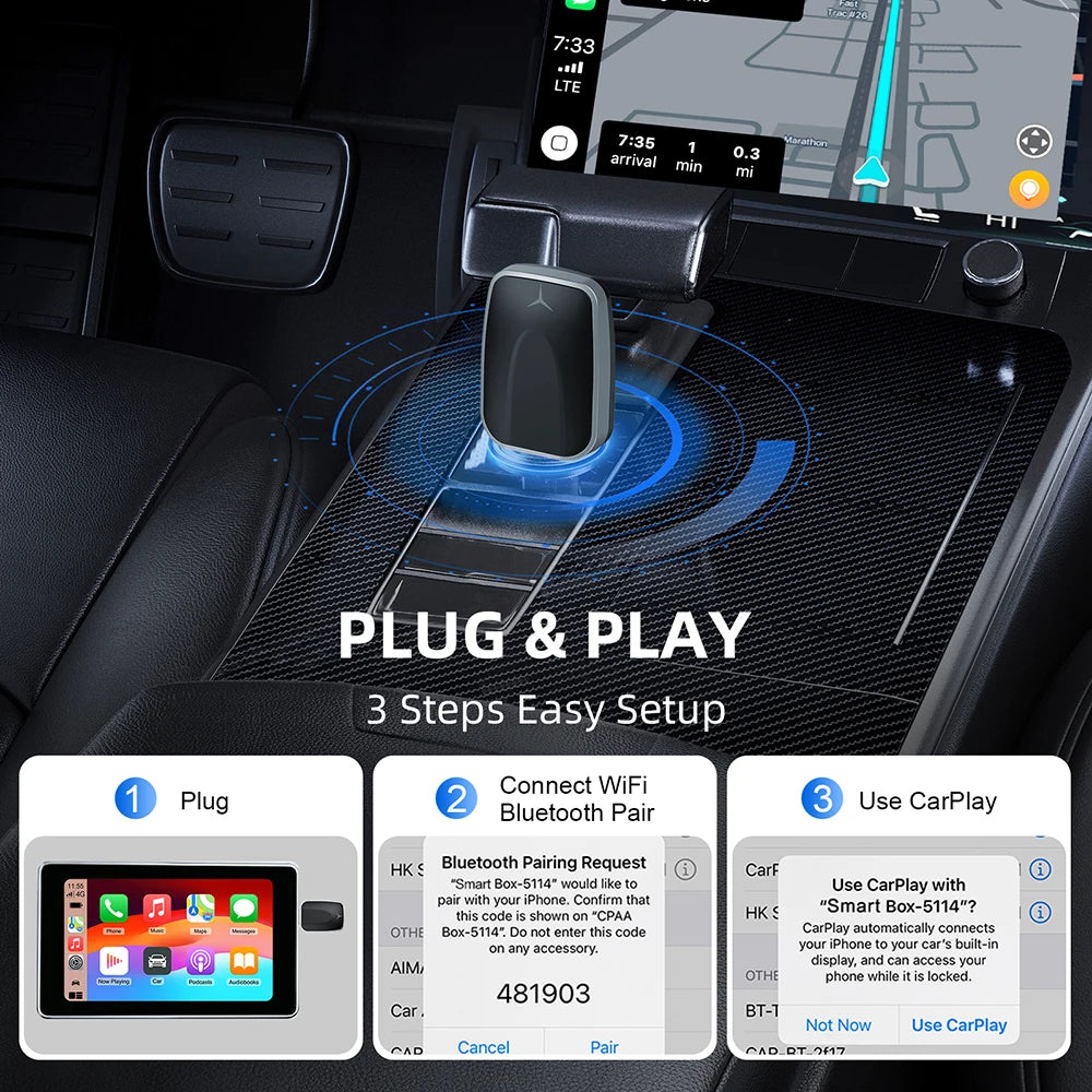 NEW 2 In 1 Wireless Carplay AI Box Android Auto Plug And Play Applicable To Convert Original Car Wired Carplay To Wireless