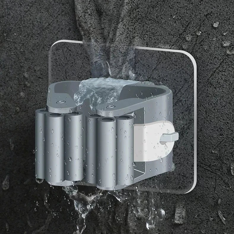 4pcs Wall-Mounted Broom & Mop Holders: Heavy-Duty Adhesive Clips for Multi-Functional Tool Organization