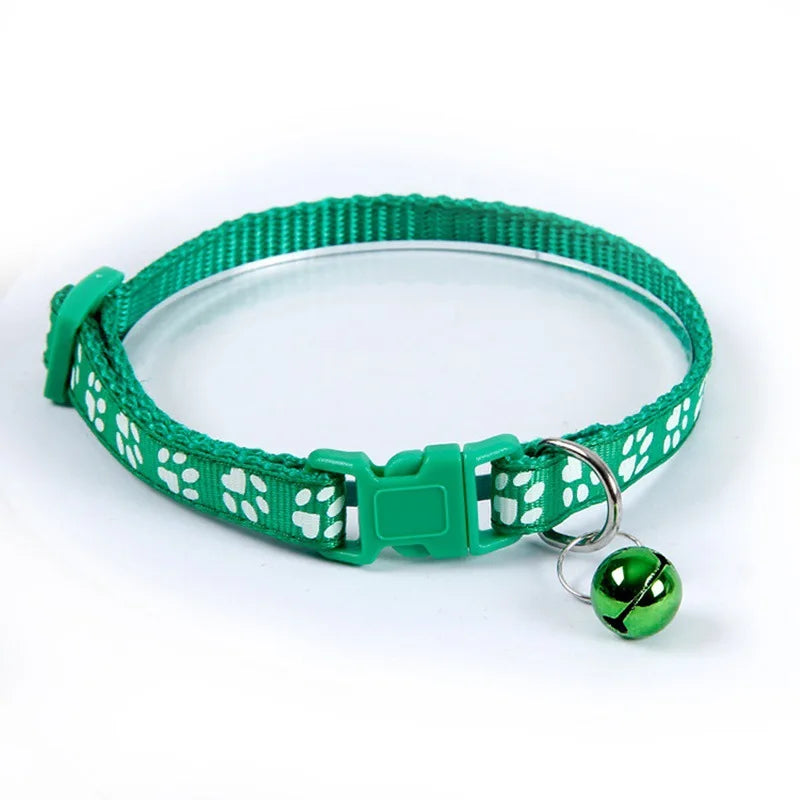 Paw Print Cat & Dog Collar - Quick-Release Bell Collar