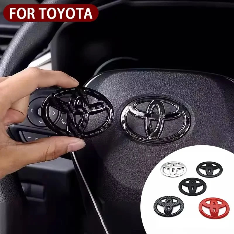 1PCS ABS Toyota Logo Car Emblem Steering Wheel Sticker For Toyota Hilux Prius Avensis Auris Verso Corolla Camry Auto Accessories
