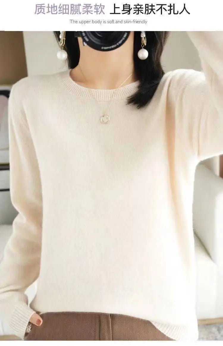 Women's Soft Knit Crew Neck Sweater, Basic Jumper