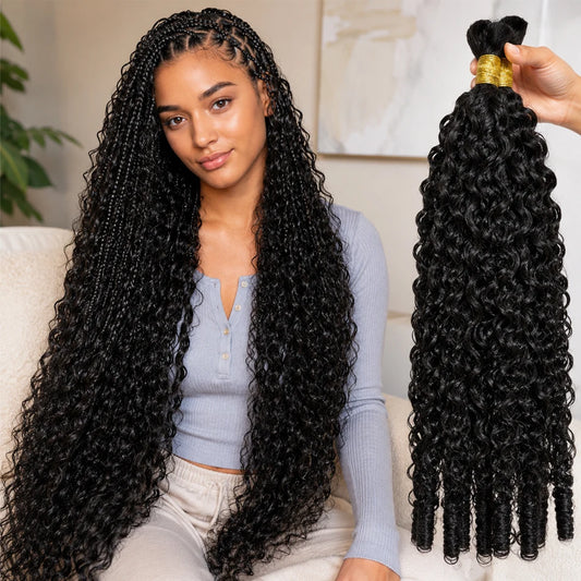 15A Human Braiding Hair for Boho Braids — Burmese Curly Bulk Bundles