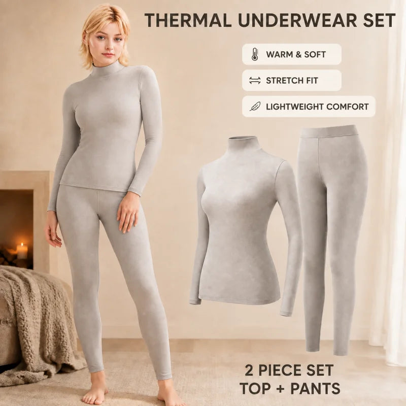 Women's Stacked High Collar Thermal Top - Seamless Stretch Base Layer