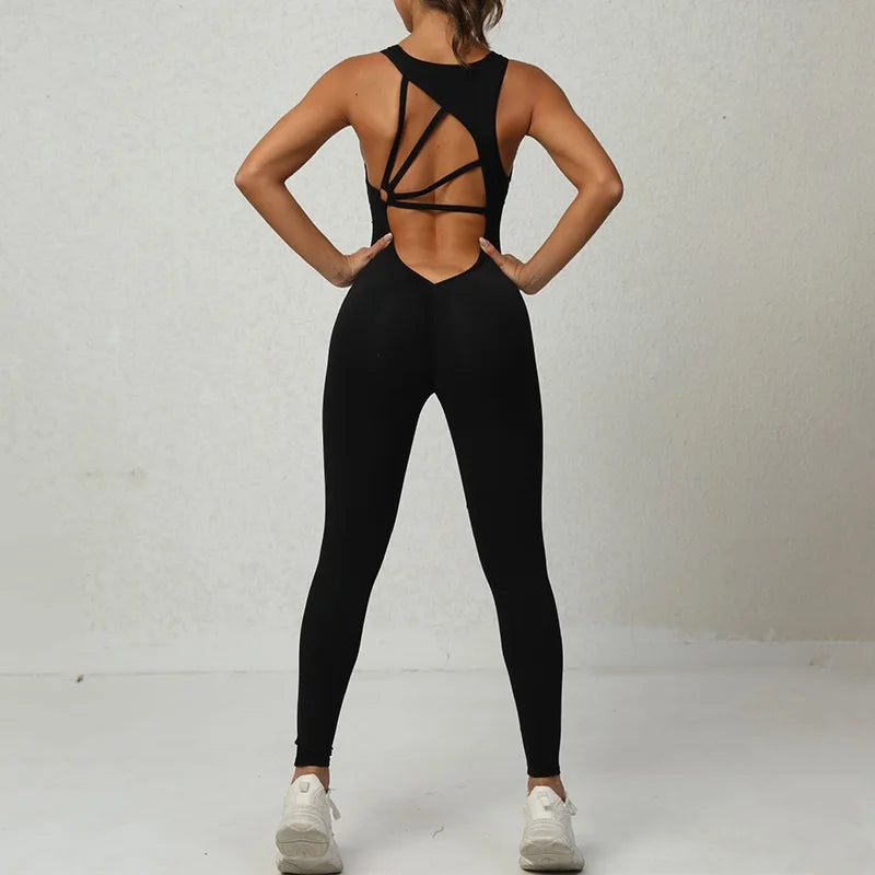 Cloud Rise Open-Back Yoga Jumpsuit — One-Piece Workout Romper