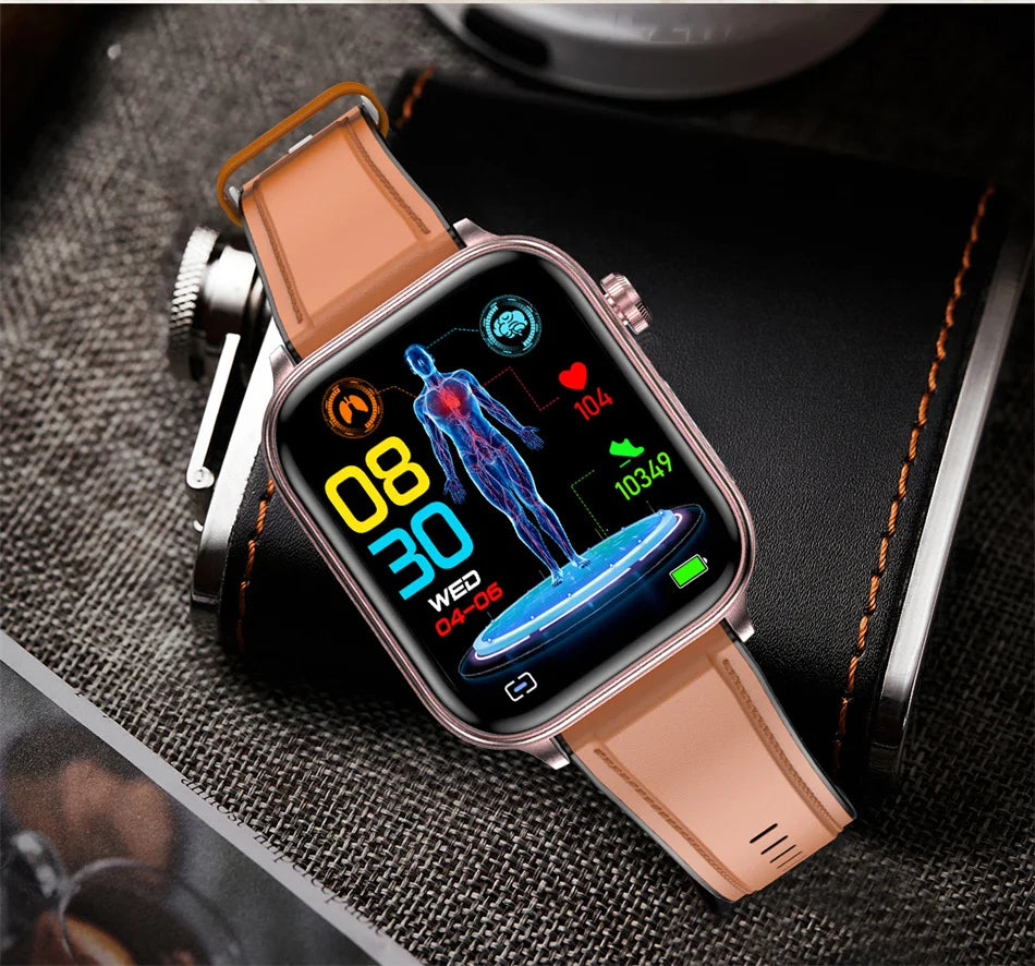 2026 New Al Science Diagnosis Blood Lipids Uric Acid Blood Oxygen Smart Watch Men ECG+PPG Voice Bluetooth Call Health Smartwatch