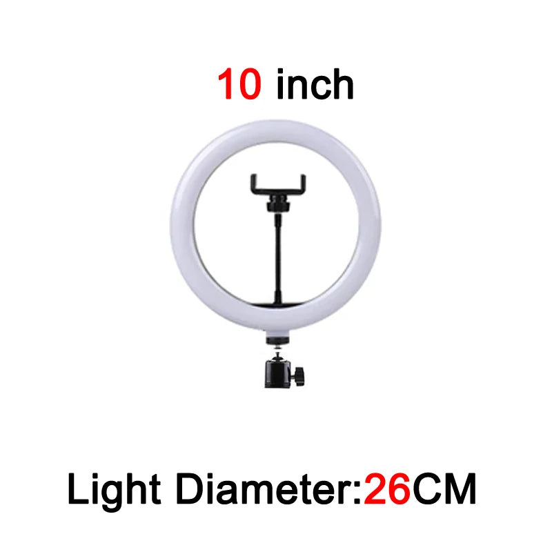 LED Photography Ring Light – 3 Modes Dimmable Selfie Light with Tripod & Phone Stand | TikTok, YouTube & Makeup