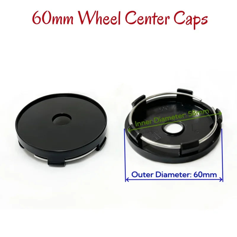 New 4pcs/Set No Logo 48mm 50mm 56mm 60mm 65mm 68mm Rim Blank Base Black Silver Tire Hub Caps External Refit Car Styling Accessor
