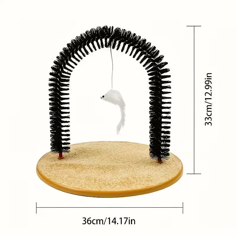 Cat Toy Arch Self Groome Pamper Feline with A Massage Grooming Rubbing Brush with Scratching Pad Toy for Cats Interactive Toys
