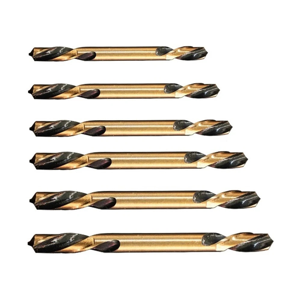 6pcs HSS Double-Headed Auger Drill Bits For Metal Stainless Steel Wood Drilling Power Tool 3mm/ 3.5mm/ 4mm/ 4.5mm/ 5mm/ 6mm