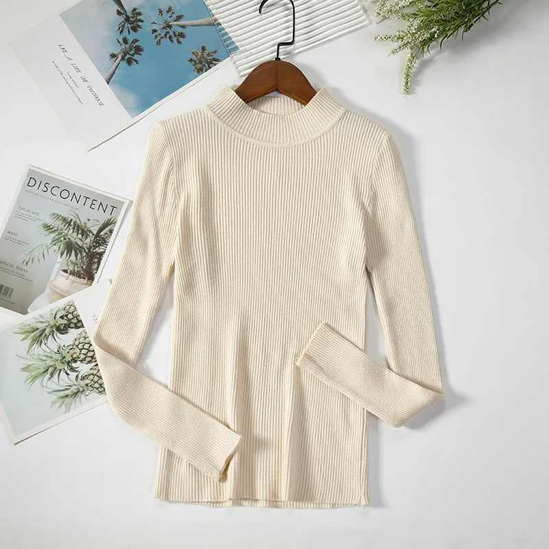 Women's Soft Turtleneck Sweater — Cotton Blend Knit