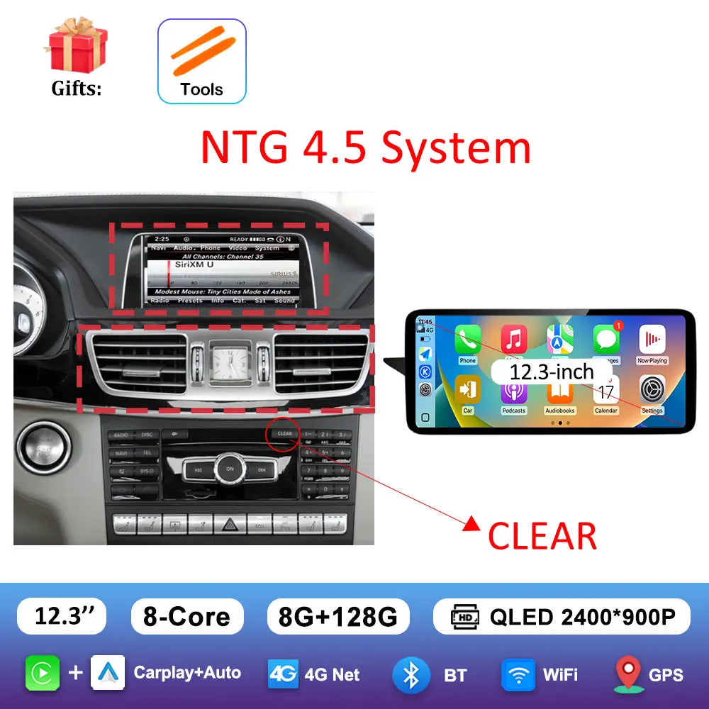 Android Car Stereo for Mercedes-Benz E-Class W212 (2009–2016) — CarPlay, QLED Screen, 4G, GPS