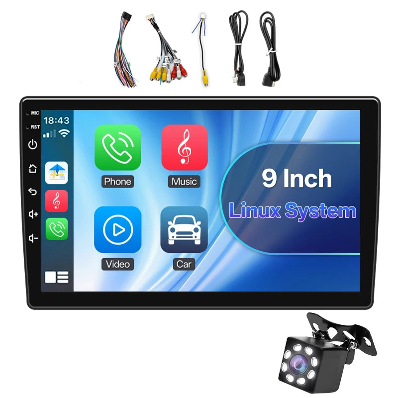 HIPPCRON Universal 2-DIN Car Stereo (7"/9") — Wireless CarPlay & Android Auto, Linux Touchscreen