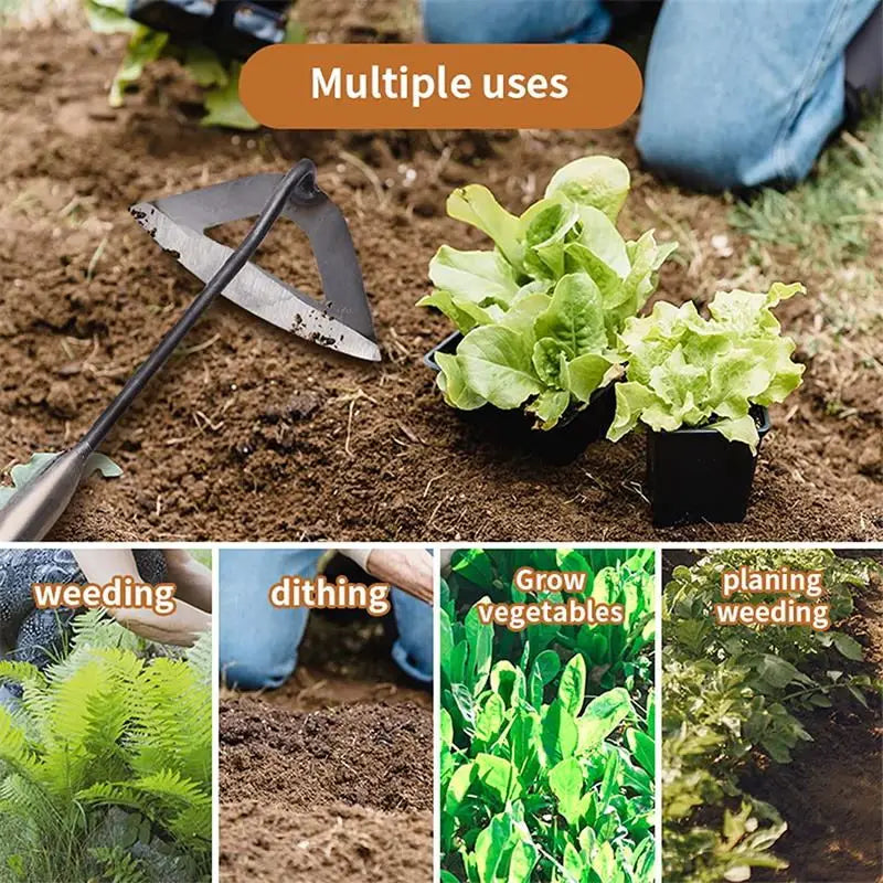 All-Steel Hardened Hollow Hoe Handheld Weeding Rake Planting Vegetables Farm Garden Agriculture Weeding Tool Dropshipping