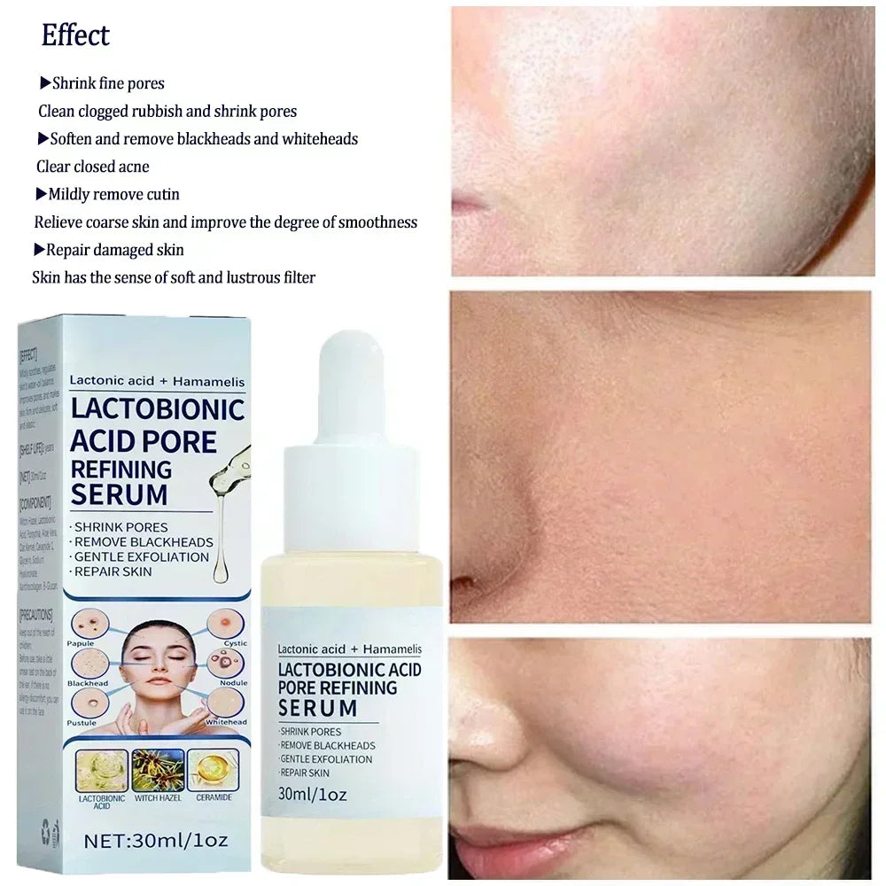 Lactobionic Acid Pore Shrink Serum Hyaluronic Face Moisturizing Nourish Smooth Pores Repair Essence Firm Korean Cosmetics