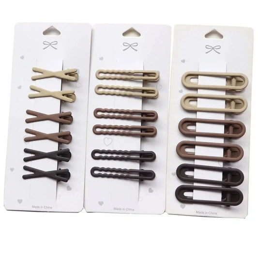 Brown duckbill hair clips set