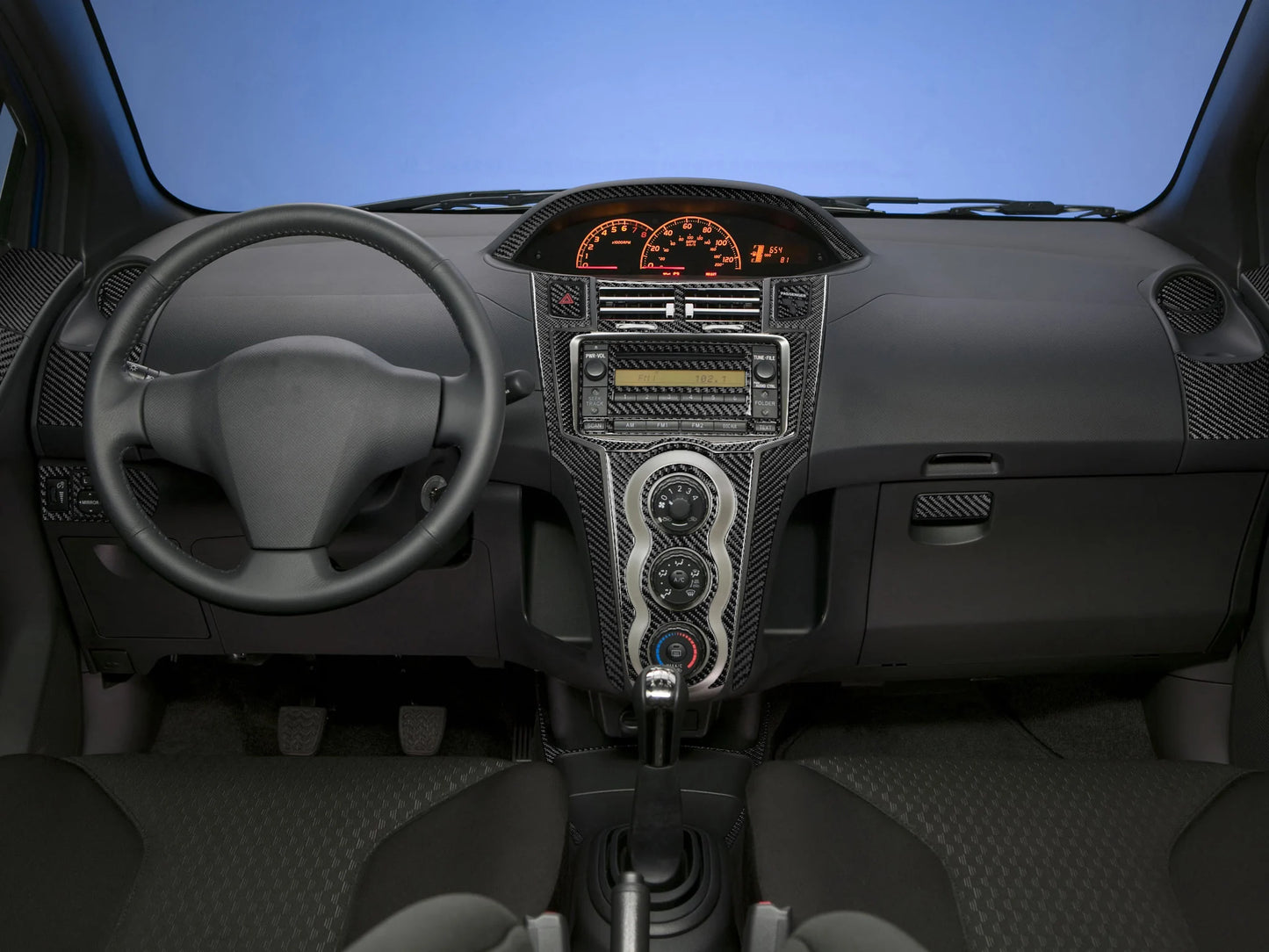 For Toyota Yaris 2006-2011 Carbon Fiber Central Control AC CD Air Outlet Gear Shift Panel Cover Trim Set Car Accessories Sticker