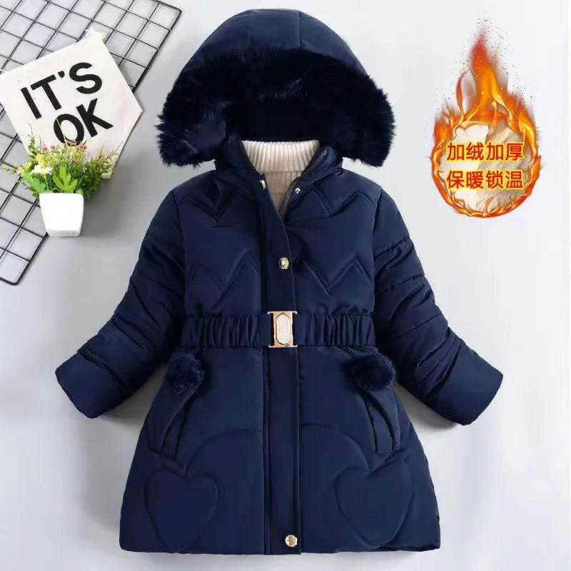 Girls' Hooded Winter Coat with Belt - Plush Lined Heavy Jacket - photo 22