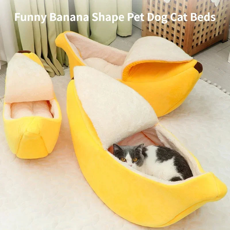 Banana Cat Bed - Cute Cozy Pet Basket for Cats & Small Dogs