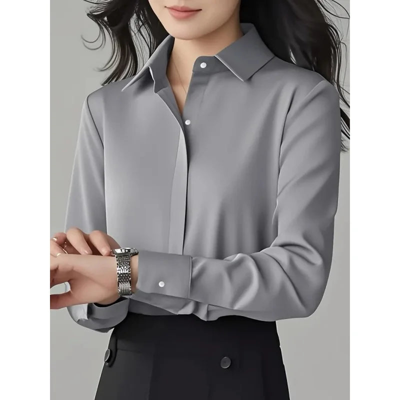 Women's Long Sleeve Button Blouse - Classic Office Shirt - photo 2