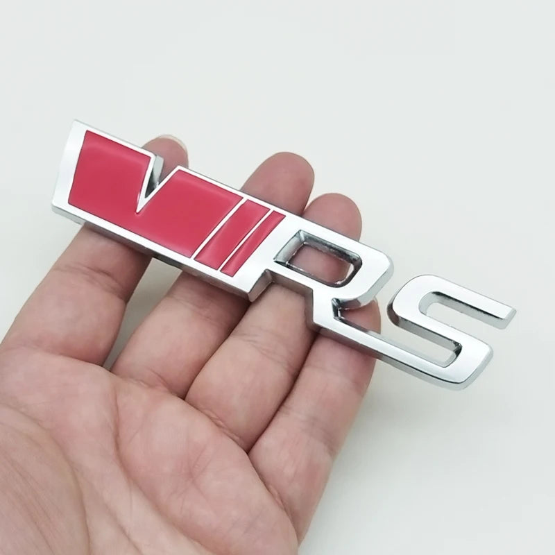 3d Metal RS Logo VRS Car Front Grill Emblem Rear Trunk Badge for Skoda VRS Octavia 1 2 3 Rapid Kodiaq Karoq Fabia Kamiq Superb