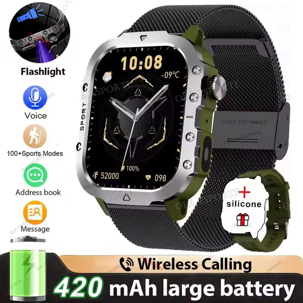 2026 Military Smart Watch – IP68 5ATM, 1.81" AMOLED, Bluetooth Call & Outdoor Fitness Tracker | Men