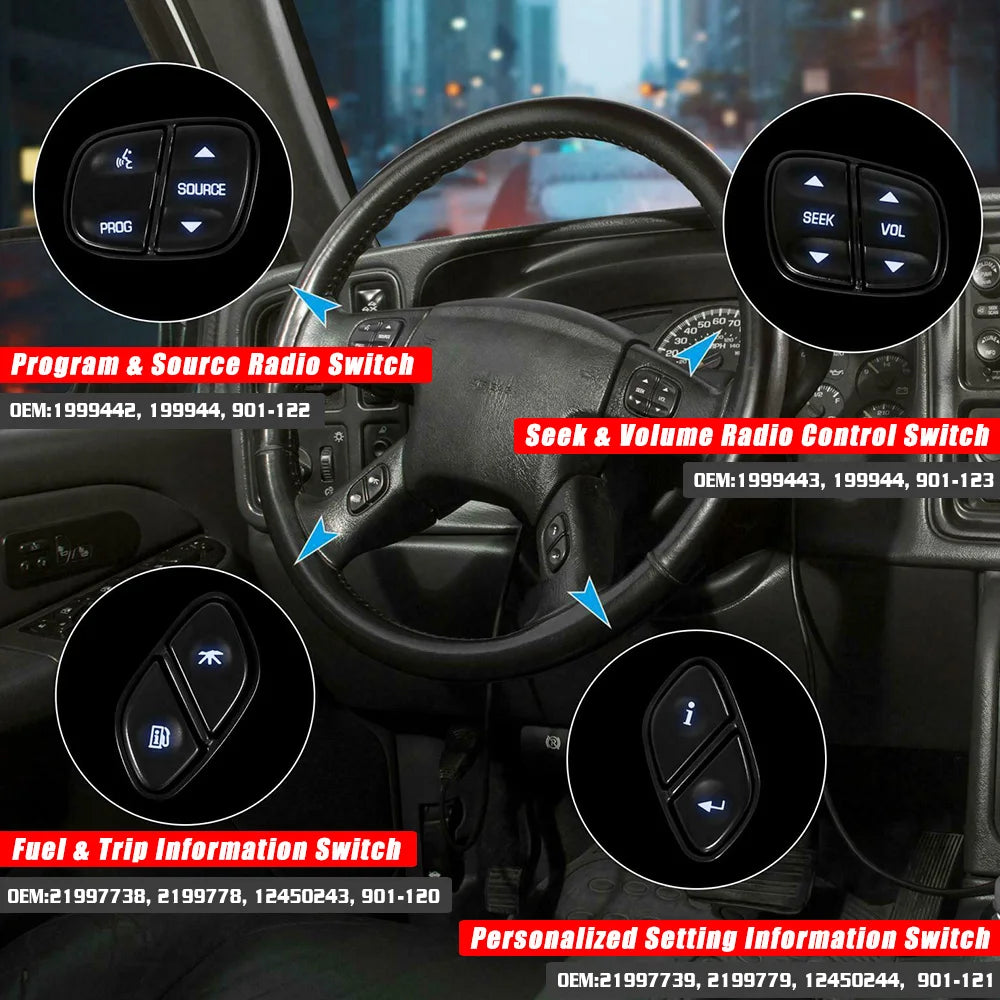 Steering Wheel Radio & Volume Control Switch — Chevrolet Silverado, Avalanche & GMC Yukon / Hummer H2