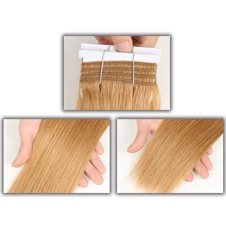 Sleek Brazilian Straight Hair Double Drawn Natural  Human Hair Weave Bundles Remy  Honey Blonde 613 6# 8# Human Hair Bundle