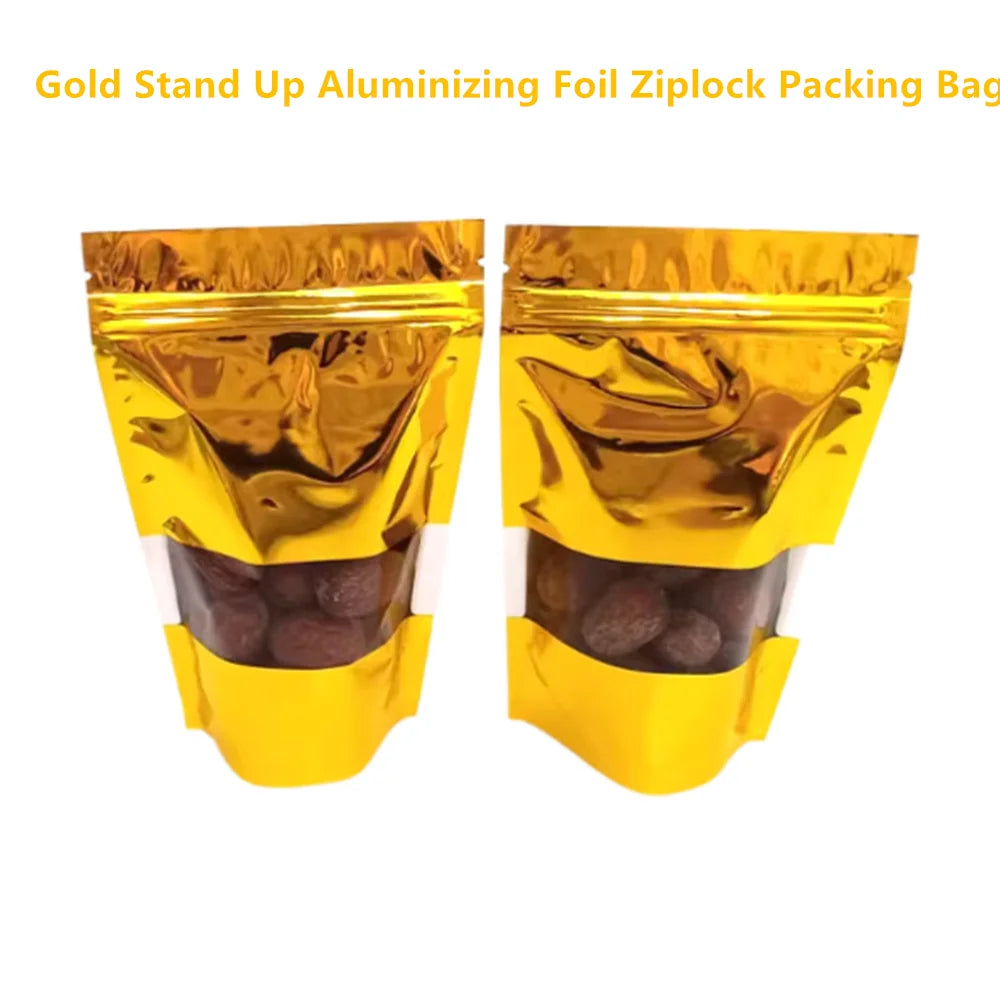 100pcs Aluminum Foil Zip Lock Bags – Food Grade Silvery Mylar Resealable Pouches for Snacks, Herbs & Gift Packaging