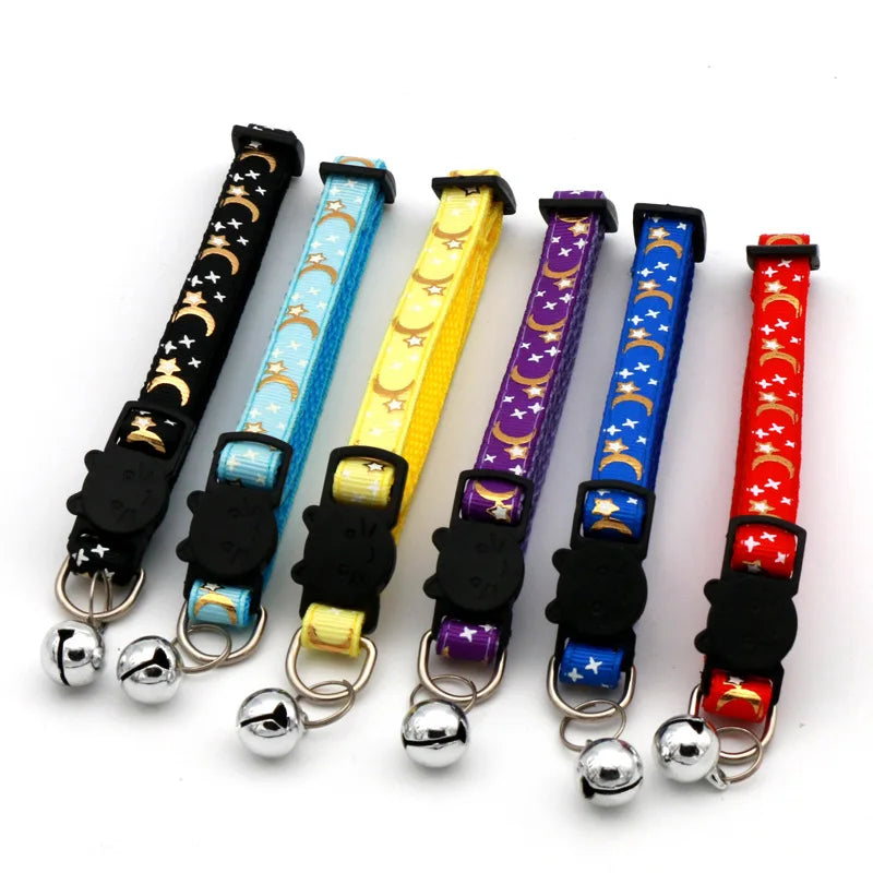 Reflective Breakaway Cat Collar with Bell - Star & Moon – photo 2