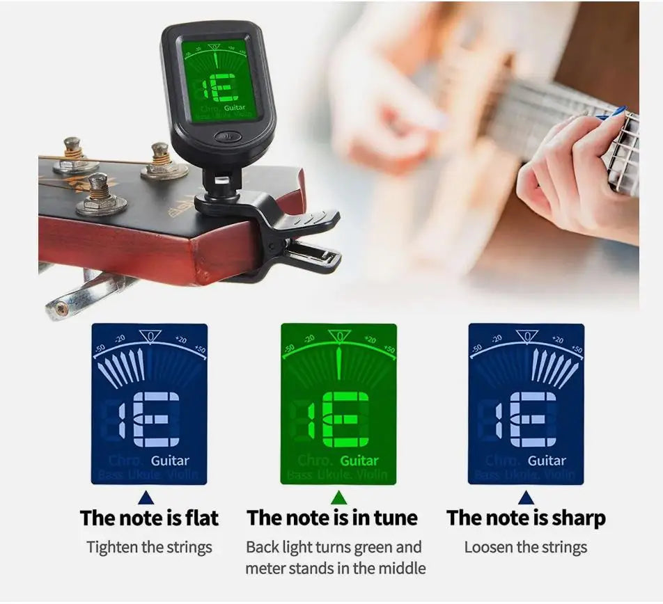 2026 New Guitar Tuner AT-01A/101 Foldable Rotatable Clip-on Tuner High Sensitivity for Bass Ukulele Chromatic Guitar Accessories
