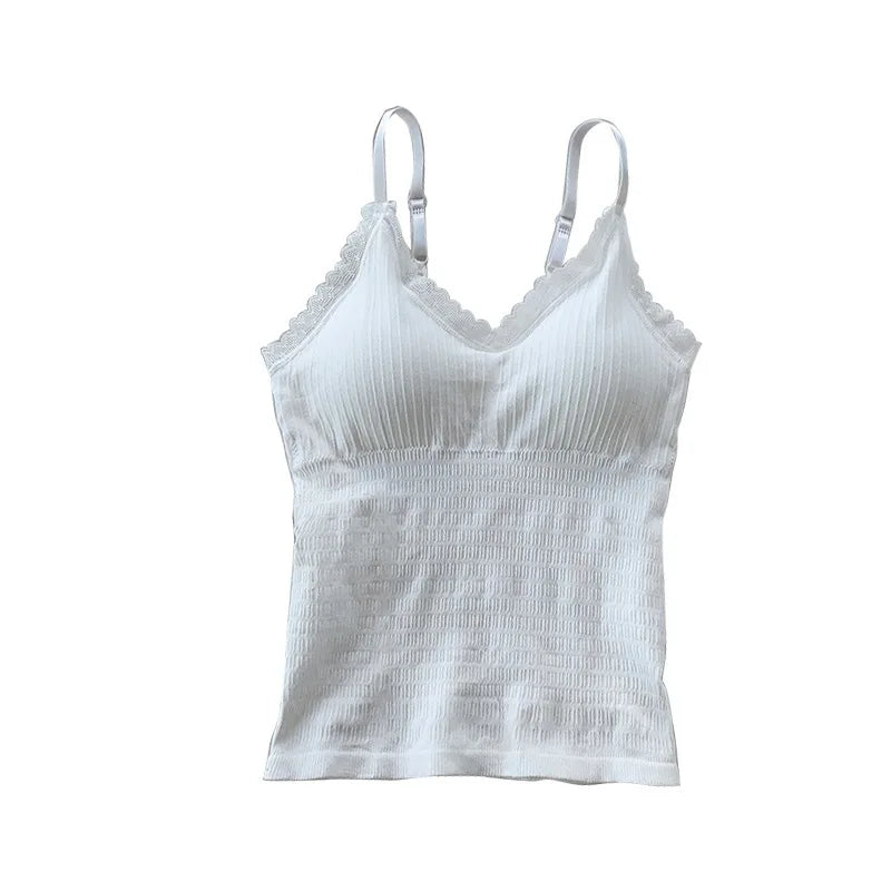 Women's Padded Lace Camisole — Sleeveless Tank Top with Bra