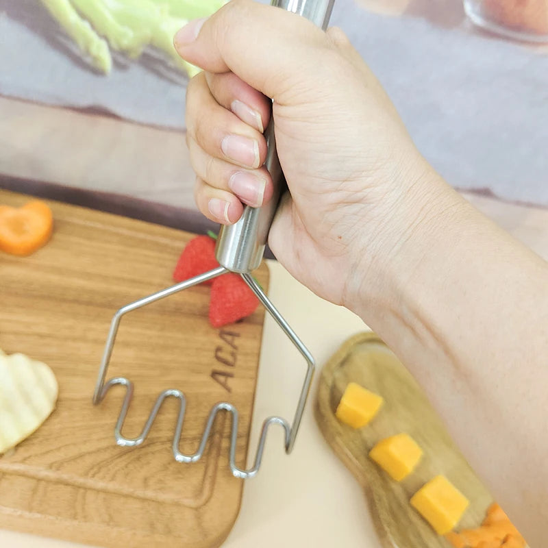 Professional Potato Masher Tool,Stainless Steel with Ridged Press,9.7 Inch for Efficient Mashing,Hangable,Good Material& Durable