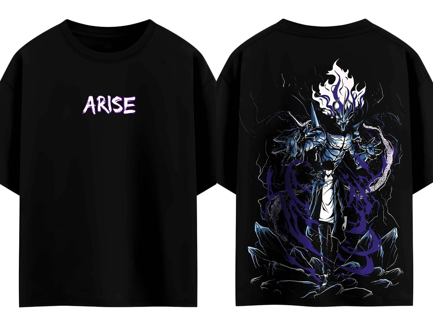 Solo nivellement Arise t-shirt surdimensionné japonais femmes hommes coton Y2k manches Streetwear Hip Hop haut t-shirts