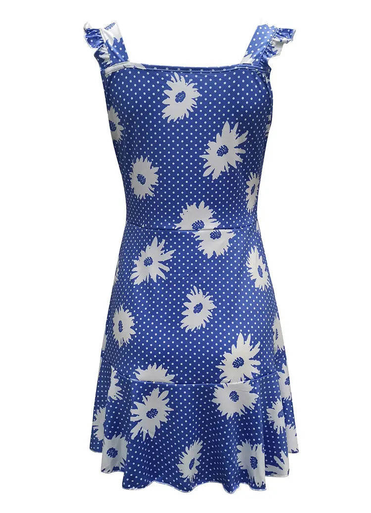 2026 Cross border New European and American Summer Printed Strap Dress Flower Dress Strap Dress Women