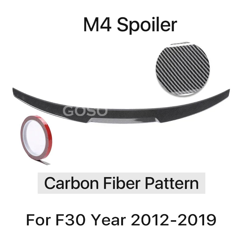 Carbon Fiber Rear Bumper Lip Trunk Wing MP M4 PSM Style Roof Spoiler Kit For BMW 3 Series F30 F31 F35 2026-2026 Gloss Black