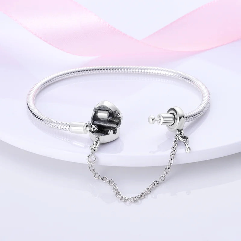 925 Sterling Silver Charm Bracelet – Star Moon Sun Four Leaf Clover Zircon | DIY Birthday Gift for Women (17-20cm)