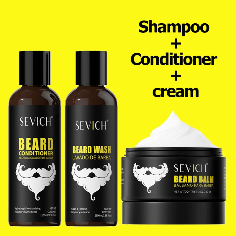 Beard Growth Shampoo Natural Beard Care Set for Men Beard Hair Enhancer Styling Moisturizing Beard Conditioner Beard Care Kit