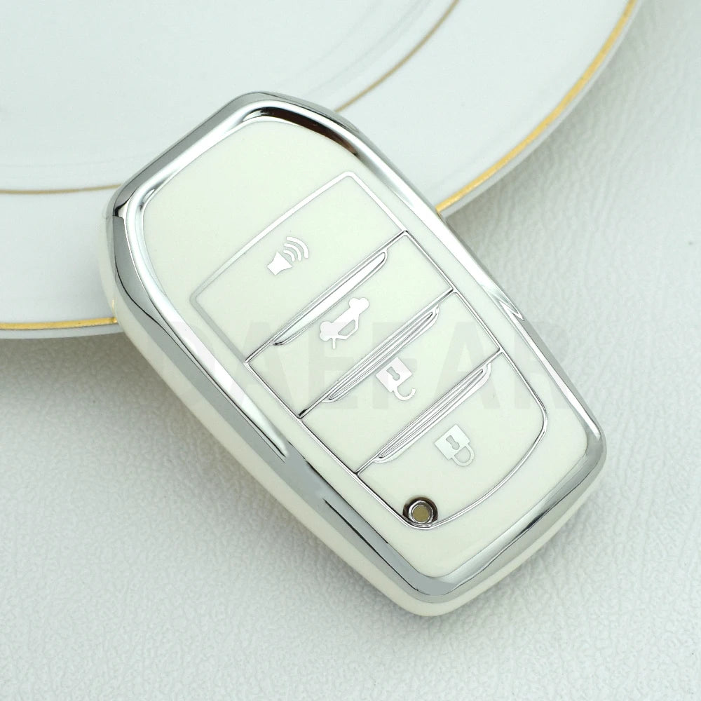 4 Buttons TPU Car Key Case Cover Remote Fob Shell For Toyota Hilux Revo Innova Rav4 Fortuner Skin Key Chain Holder Protector