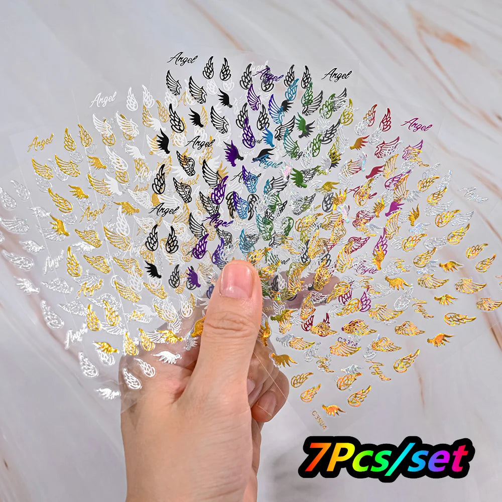 12Pcs/set Laser Silver Snowflake Nail Stickers Set  3D Winter Elk Snowflake Nail Art Decoration DIY Holographic Snowflake Slider