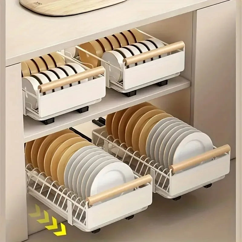Pull-Out Kitchen Drawer Organizer - Sliding Rack for Plates and Bowls - photo 4