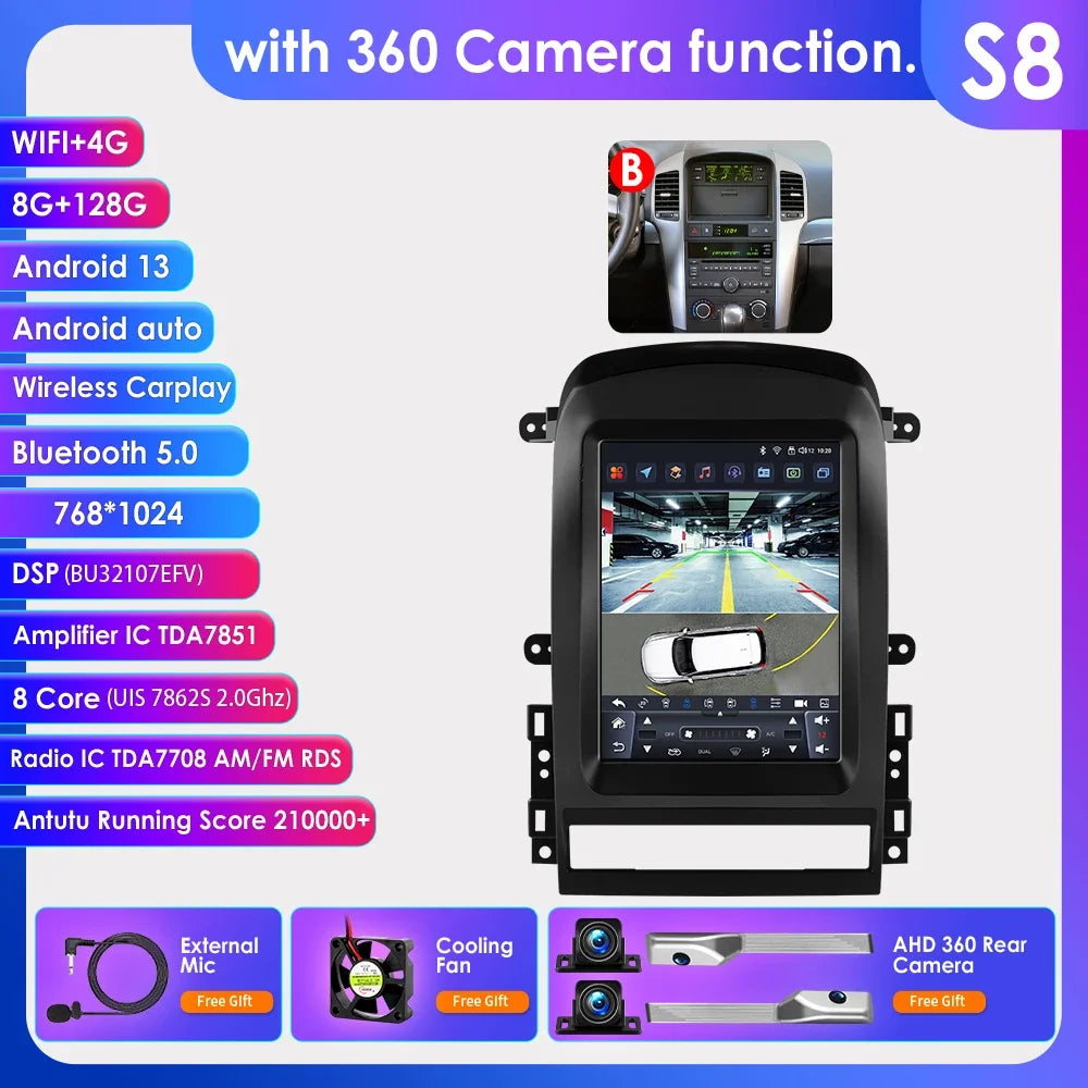 9.7"Android 14 Autoradio for Chevrolet Captiva 2006-2012 multimedia Video player GPS navi Stereo Audio 2din Carplay Touch Screen