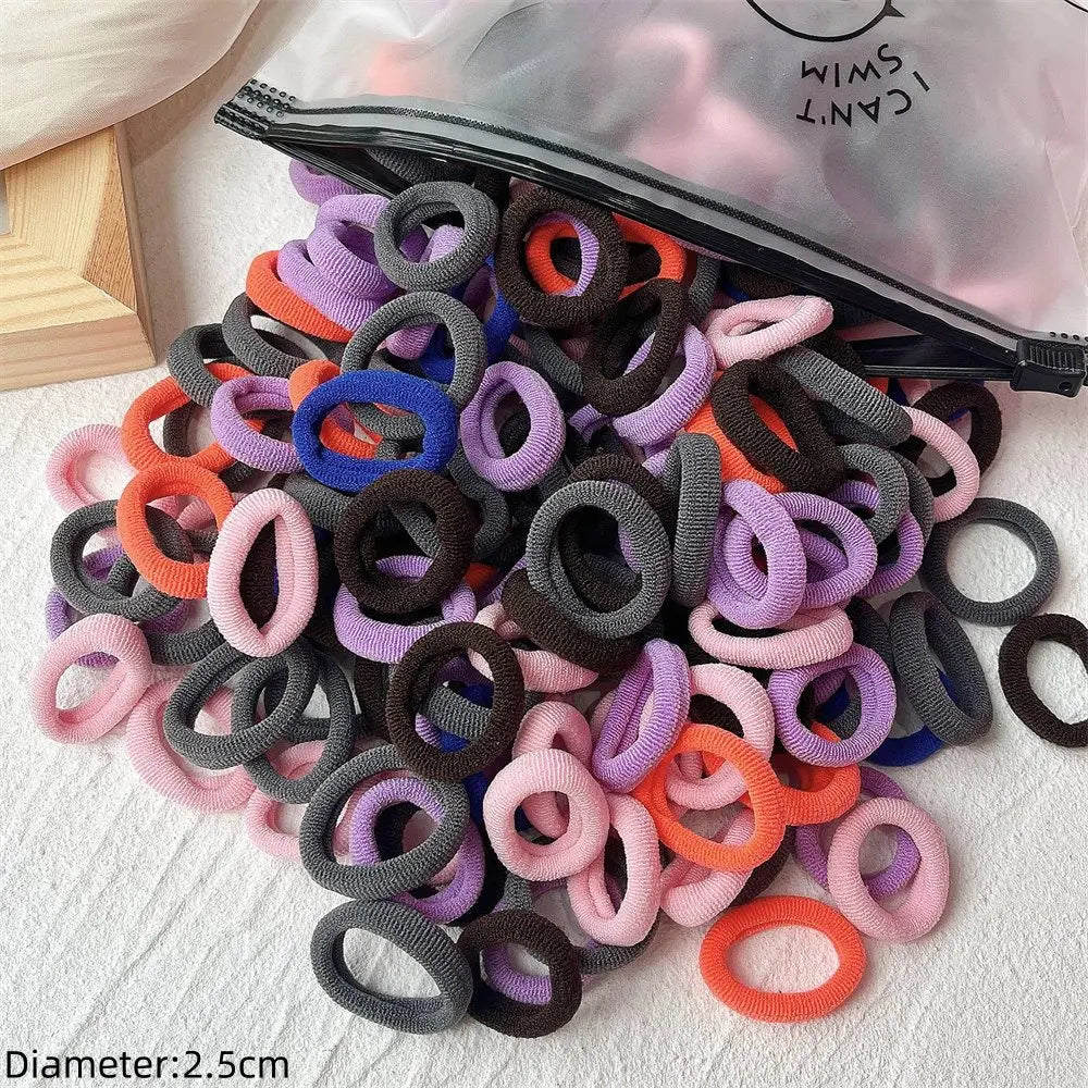 50pcs Black Elastic Hair Band Leagues Ties Colets Scrunchies Springs Gum Accessory For Girl Women No Damage Pigtails Holder Set
