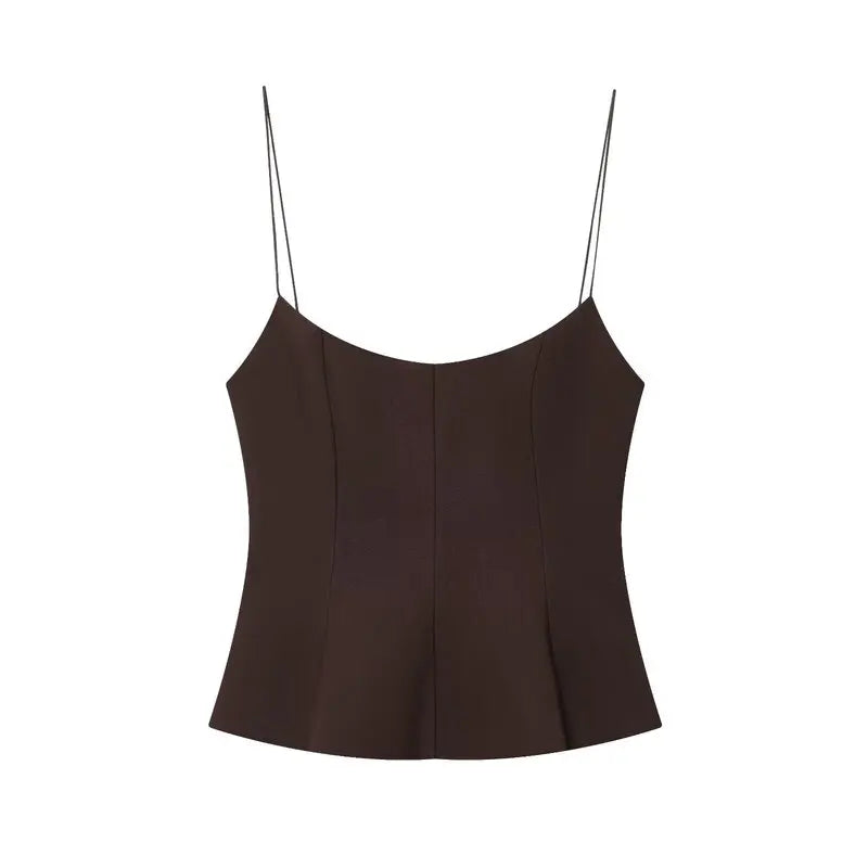 Ele Bal Crop Top Women's Faion Spring Summer Slim Fit Elastic Skirt Sle Hemline New Arrival Vest Strap Tops