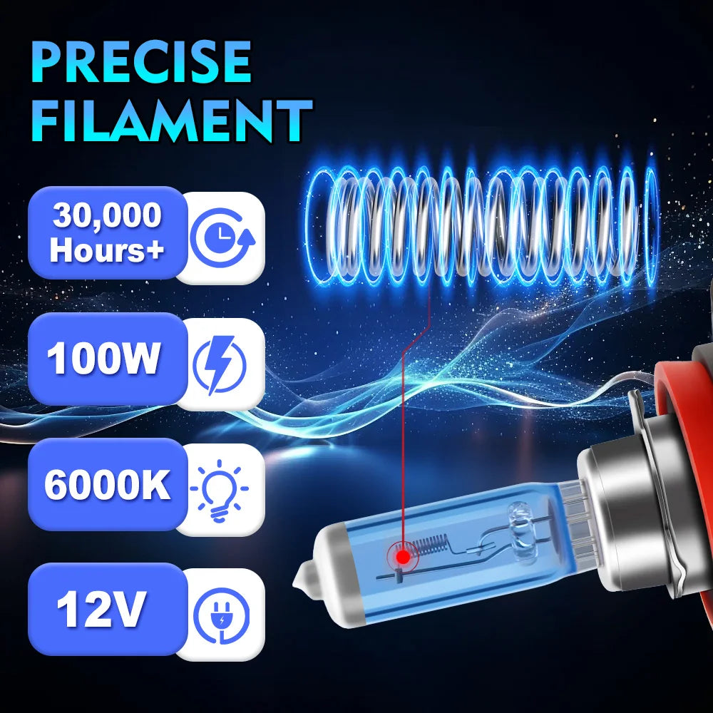 200W 20000LM H7 H11 Halogen Headlight H1 H4 9012 9007 H13 Hi/Lo Beam 12V 6000K Canbus No Error HB3 9005 HB4 9006 White Bulb
