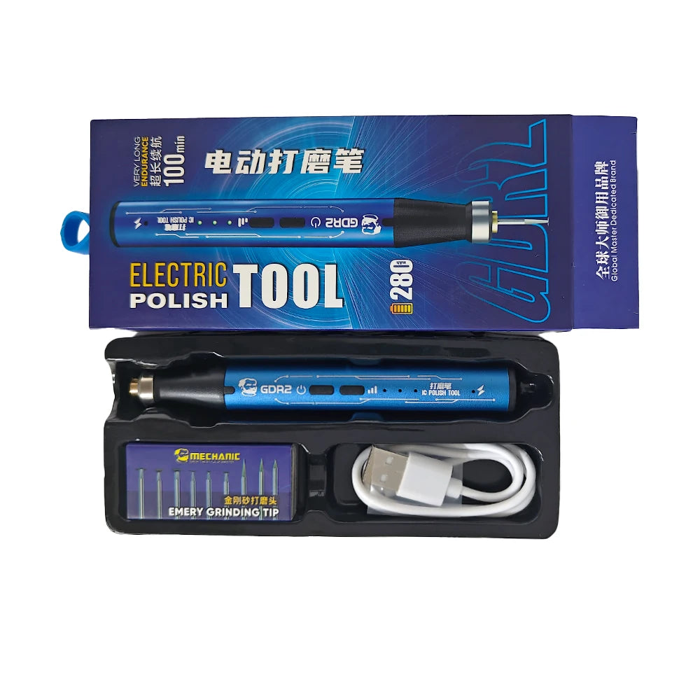 MECHANIC GDR2 Electric Polishing Pen 9pcs Diamond Grinding Heads for IC Chip Grinding PCB Cutting Phone Repair Tools