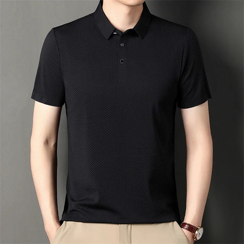 Men's Ice-Silk Polo - Wrinkle-Resistant Cool-Touch, Quick-Dry