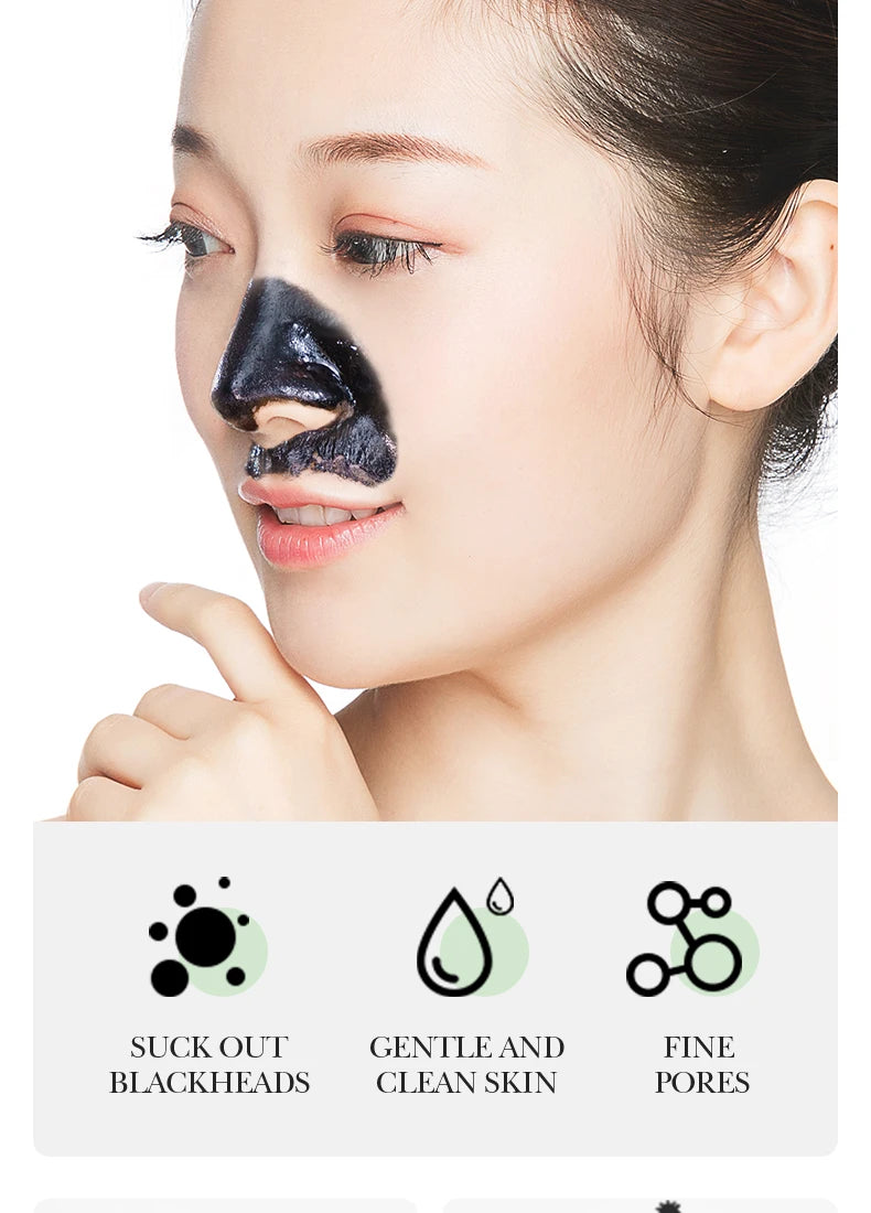 1/3/5/10PCS Bamboo Charcoal Nose Blackhead Remover Mask Deep Cleansing Shrink Pore Mask Skin Care Nose Black Dots Pore Skin Care
