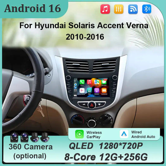 7" Android Car Radio for Hyundai Solaris/Accent/Verna (2010–2016)