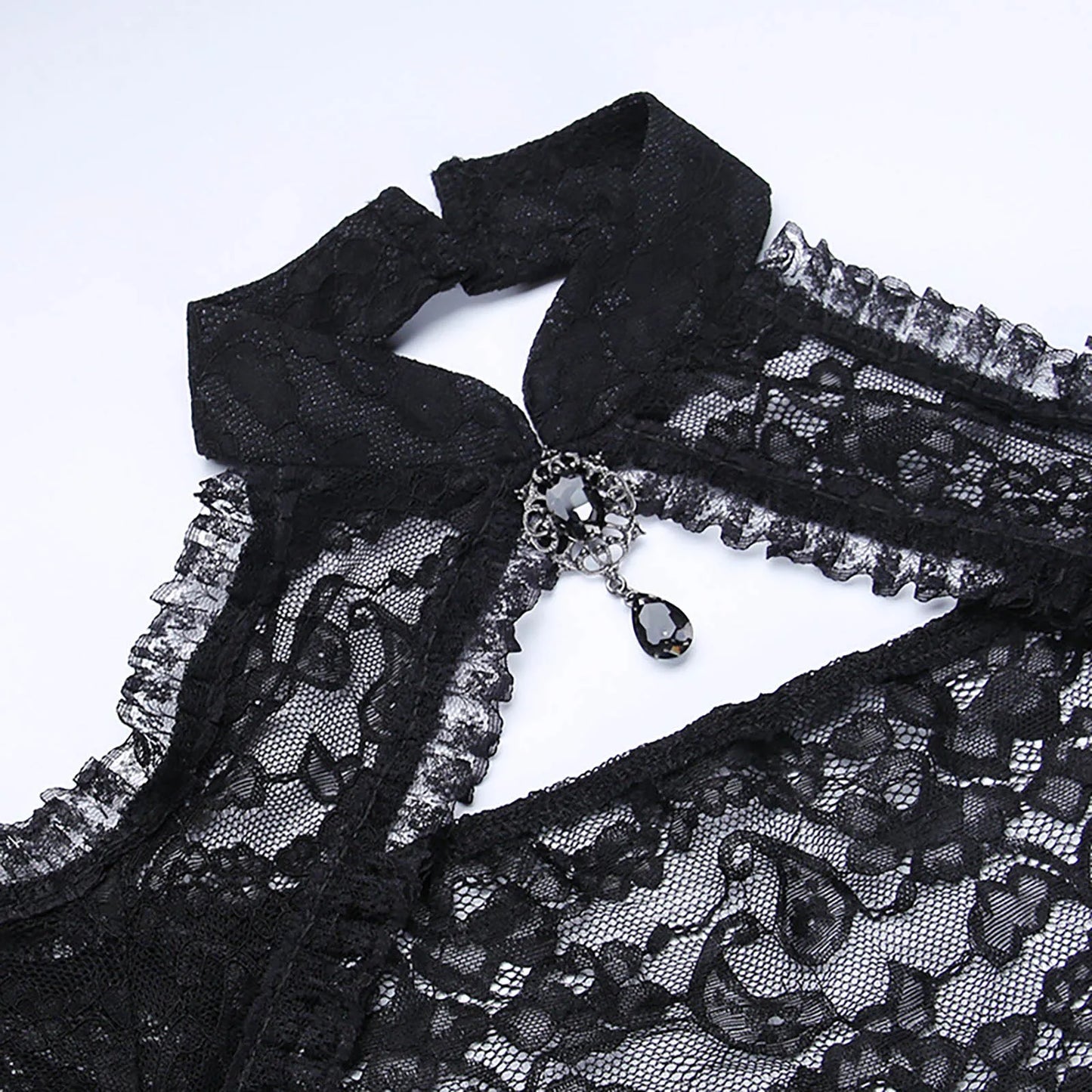 Punk Bolero Shrug Top Trad Goth Black Shawls Flared Sleeve Cover Wraps for Evening Dresses Short Cardigan See-Through Lace Shrug