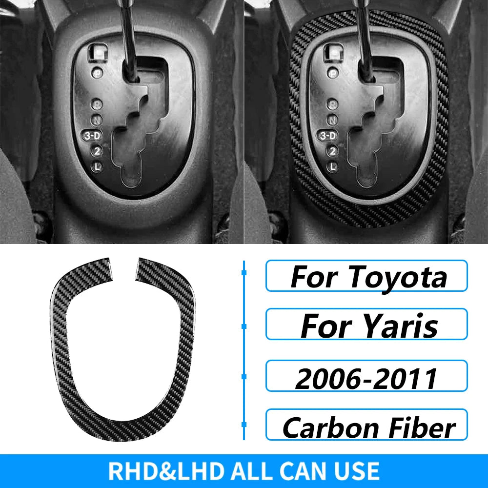 For Toyota Yaris 2006-2011 Carbon Fiber Central Control AC CD Air Outlet Gear Shift Panel Cover Trim Set Car Accessories Sticker